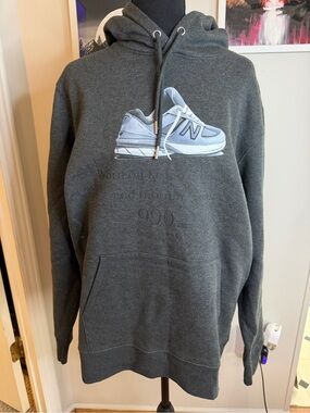 Charcoal Gray Hoodie with Sneaker Graphic Size M